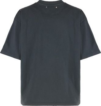 Golden Goose Womens Round Neck Cotton T-Shirt Dark Gray T-Shirts & Jerseys