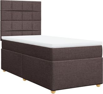 vidaXL Vidaxl - Cama Box Spring Con Colch&oacute;n Tela Marr&oacute;n Oscuro 90x200 Cm