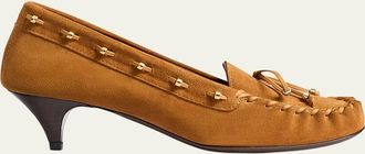Khaite 45mm Milly Suede Moccasin Pumps
