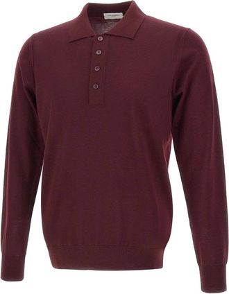 Paolo Pecora T-shirts en Polos - Heren - Ronde hals truien - Paars - S - Wol - Truien & Vesten