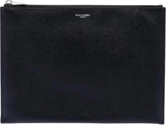 Saint Laurent Pre-owned Leren Clutch - Dames - Vintage Clutch - Zwart - ONE Size - Leer - Vintage