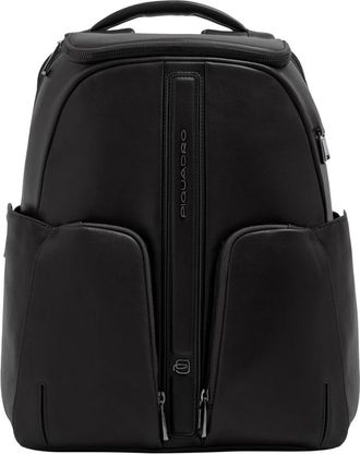 Piquadro Victor Leren 14 Laptop Rugzak met Draadloos Opladen - Heren - Rugzakken - Zwart - ONE Size - Leer - Tassen