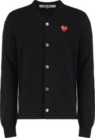 Comme Des Gar&ccedil;ons Black Logo V Neck Cardigan
