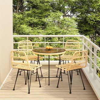 vidaXL Juego De Comedor De Jard&iacute;n 5 Piezas Rat&aacute;n Sint&eacute;tico Vidaxl