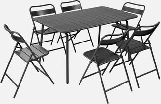 Sweeek Mesa De Jard&iacute;n Plegable De Metal Con 6 Asientos