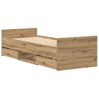 Berkfield Home Bed Frame without Mattress Artisan Oak 75x190 cm Engineered Wood in Beige