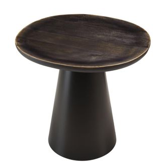 Macabane Mesita auxiliar de 45 x 42 cm con tablero de madera de mango esmaltada