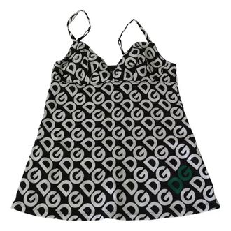 Dolce & Gabbana DG Mania Logo-Print Swimwear Top - Black