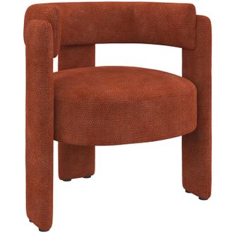 IDMarket Poltrona Treppiede Gustave In Tessuto Ciniglia Terracotta