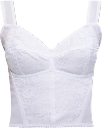 Dolce & Gabbana Shaper corset bustier van kant en jacquard - Dames - Tops zonder mouwen - Wit - XL - Tops