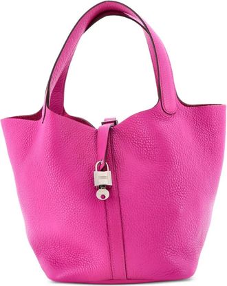 Herm&egrave;s Borsa a secchiello Picotin Lock MM in pelle Clemence - Rosa