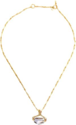 Dorothée Sausset Accessoires, Dames, Geel, ONE Size, Ketting van verguld messing met kristallen hanger