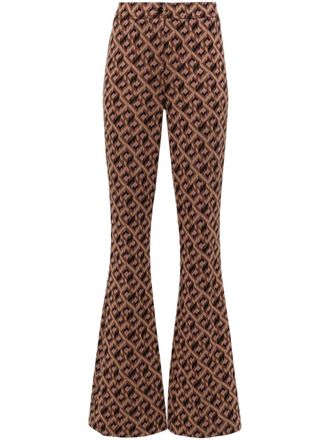 Diane Von F&uuml;rstenberg Greg high-waist flared trousers - women - Cotton/Wool/Polyester/Viscose - 6 - Brown
