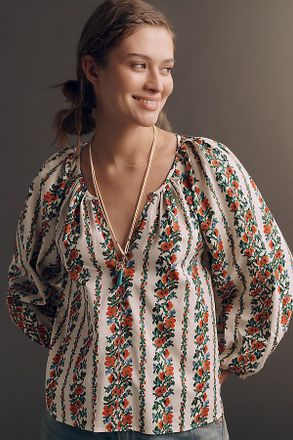 The Great. Chariot Long-Sleeve V-Neck Top