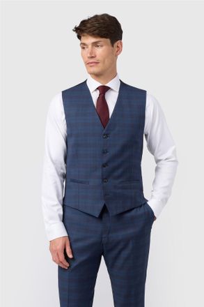 Ted Baker Mens Single Breasted Five Button V-neck Slim Fit Suit Waistcoat - Navy - Size 40 (Chest)