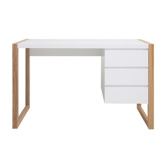 Miliboo Escritorio Dise&ntilde;o 3 Cajones Blanco Mate Armel