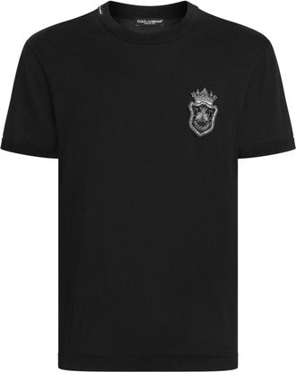 Dolce & Gabbana Cotton T-Shirt With Heraldic Patch-Uomo