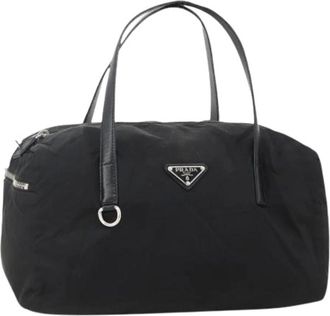 Prada Pre-owned Handbags, female, Black, Size: ONE SIZE Pre-owned Vintage Nylon Boston Bag