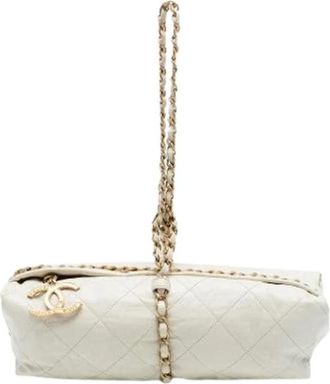 Chanel Pre-owned Vintage Gewatteerde Schoudertas - Dames - Vintage Schoudertas - Wit - ONE Size - Leer - Vintage