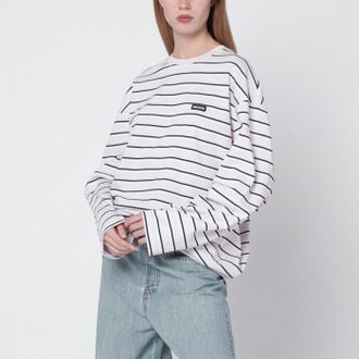 Rotate Pink Striped Oversized Long Sleeve T Shirt