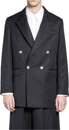 Simone Rocha Blazers, male, Gray, Size: S Double Breasted Pearl Button Jacket