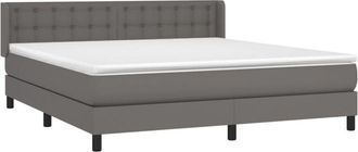 vidaXL Vidaxl - Cama Box Spring Con Colch&oacute;n Cuero Sint&eacute;tico Gris 180x200 Cm