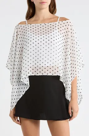PacSun Coco Polka Dot Chiffon Poncho at Nordstrom, Size X-Small