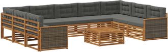 vidaXL Conjunto De Sof&aacute;s De Exterior 10 Uds. Natural Y Antracita Vidaxl