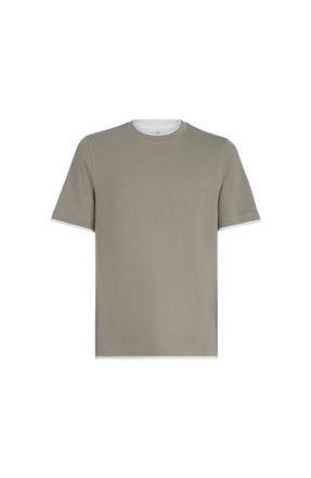 Brunello Cucinelli T-shirt with faux-layering in Khaki at Nordstrom, Size Xxx-Large Eu