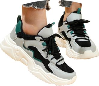 Generic Womens Platform Fashion Sneakers Outdoor Casual Lace Up Chunky Walking Shoes Mesh Breathable Running Tennis Workout Athletic Sneakers for Women Arch S