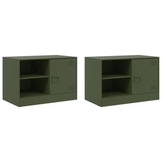 Berkfield Home TV Cabinets 2 pcs Olive Green 67x39x44 cm Steel | Size: 67 x 39 x 44 cm