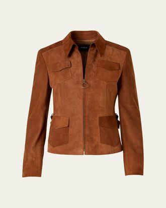 Akris Suede Slim Zip Jacket
