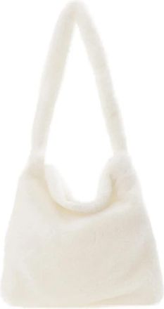 Generic Womens Plush Bags Women Plush Shoulder Bag Large Capacity Heart Fluffy Commuting Simple Shopping Furry Messenger Chic Hobo(White)