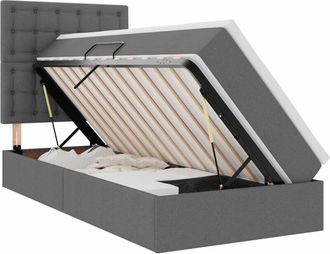 vidaXL Storage Bed with Mattress Dark Grey 100 x 200 cm Polyester vidaXL