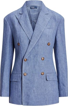 Polo Ralph Lauren Delave double-breasted blazer - women - Cotton/Linen/Flax - 2 - Blue