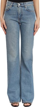 Haikure Womens Mediterranean Blue Flora Denim Pants - Light Blue Cotton - Size 26 (Waist)