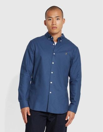 Farah Mens Long Sleeve Shirt - Blue - Size: 38/Regular