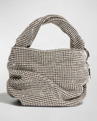 Jimmy Choo London Bonny Crystal Mesh Satin Shoulder Bag