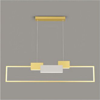 Trade Shop TrAdE Shop Traesio - Lampadario A Sospensione Led 36w Rettangolare Con Telecomando Design Moderno Oro 71592