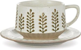 OEM Un Juego De Tazas Y Platillos De Caf&eacute; Y T&eacute; De Estilo Vintage, Taza De Cer&aacute;mica Floral De 283,5 G (10 Oz) Para Capuchino O Caf&eacute; Con Leche