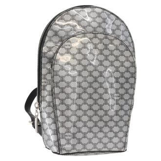 Celine Vintage Macadam Backpack Canvas And Leather Silver Pvc Backpack Bag (Pre-Owned)