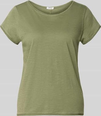 s.Oliver Red Label Regular Fit T-Shirt aus Baumwoll-Flammgarn in Khaki, Gr&ouml;&szlig;e 34