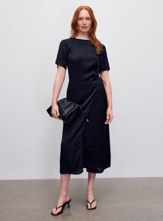 2nd Day Womens Polka-dotted tone-on-tone jacquard satiny dress