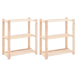 vidaXL Estanter&iacute;a 3 Niveles 2 Unidades Madera Pino Maciza 150 Kg Vidaxl