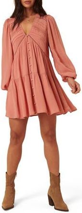 Nobody's Child Marley Long Sleeve Babydoll Minidress in Pink at Nordstrom Rack, Size 10