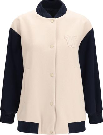 Max Mara Womens Bomber Jacket Double Wool Plaster Fleece (ovis Aries) Puffer