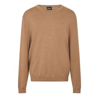 HUGO BOSS Heren Batisse V Hals Sweater Top (Medium Beige)