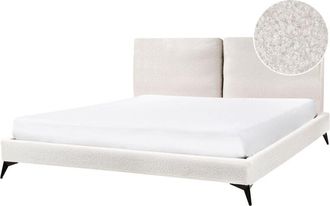 Beliani Beliani - Letto matrimoniale imbottito in bouclè bianco 180 x 200 cm con rete a doghe Melle