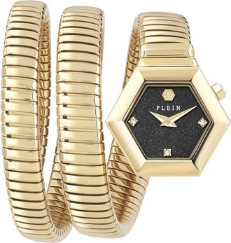 Philipp Plein Snake Hexagon Horloge - Dames - Horloges - Geel - ONE Size - Accessoires