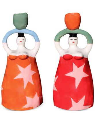 Laetitia Rouget x Browns Sandra Superstar porcelain candle holder (set of two) - Red
